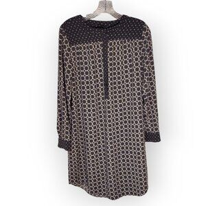 ANN TAYLOR LOFT Women's Tunic Shirt Dress Geometric Size S Crew Neck